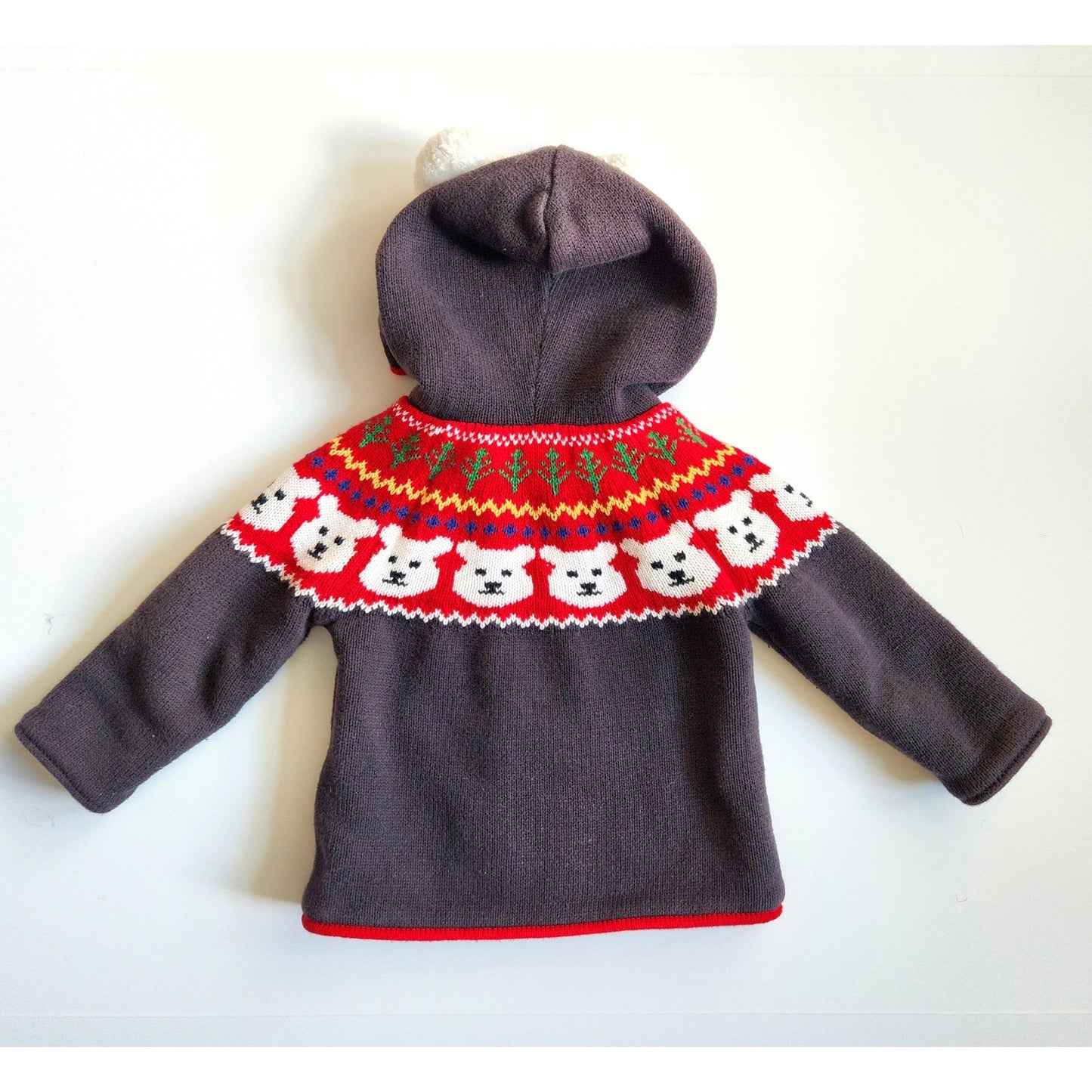 Polar Bear Sherpa Fair Isle Knit Hoodie | 12-18 months | 75 cm