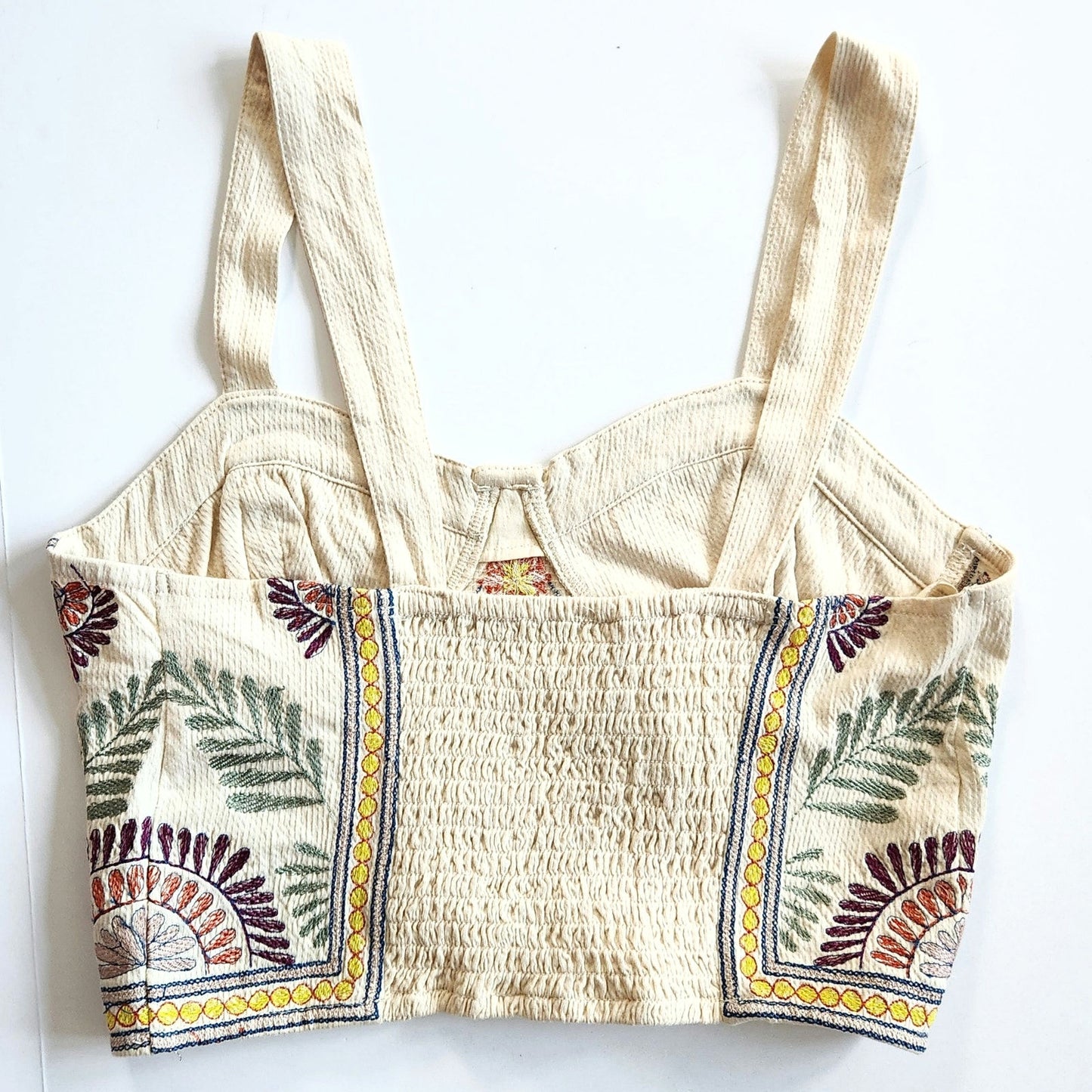 Free People Datura Corset Sleeveless Crop Top Boho Metallic Embroidery Size S