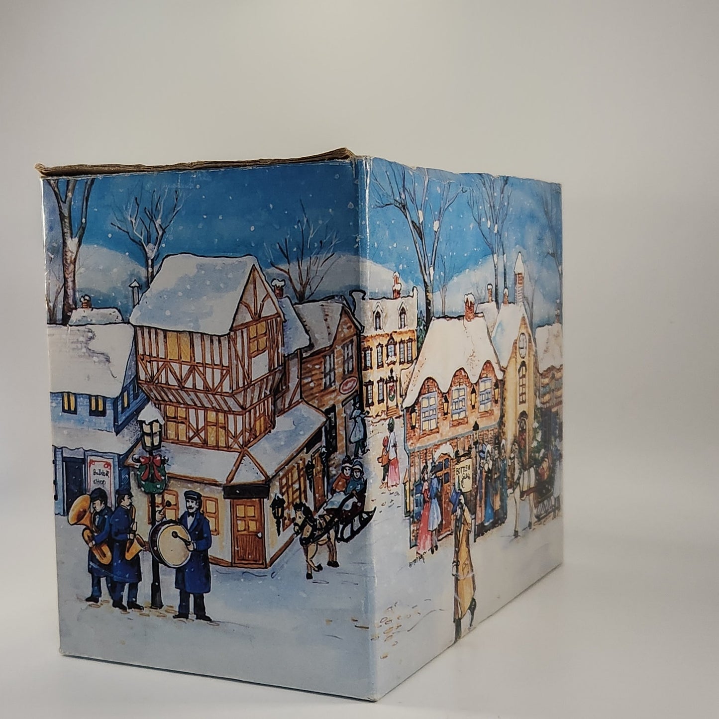 1991 Christmas Village Porcelain Lighted House – Snow-Covered Colonial with Box