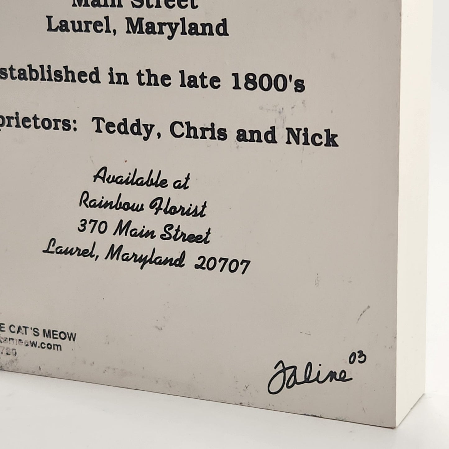 Gavrile’s Shelf Sitter — Laurel, Maryland Main Street Collection (2000, Faline ’03 Signed)