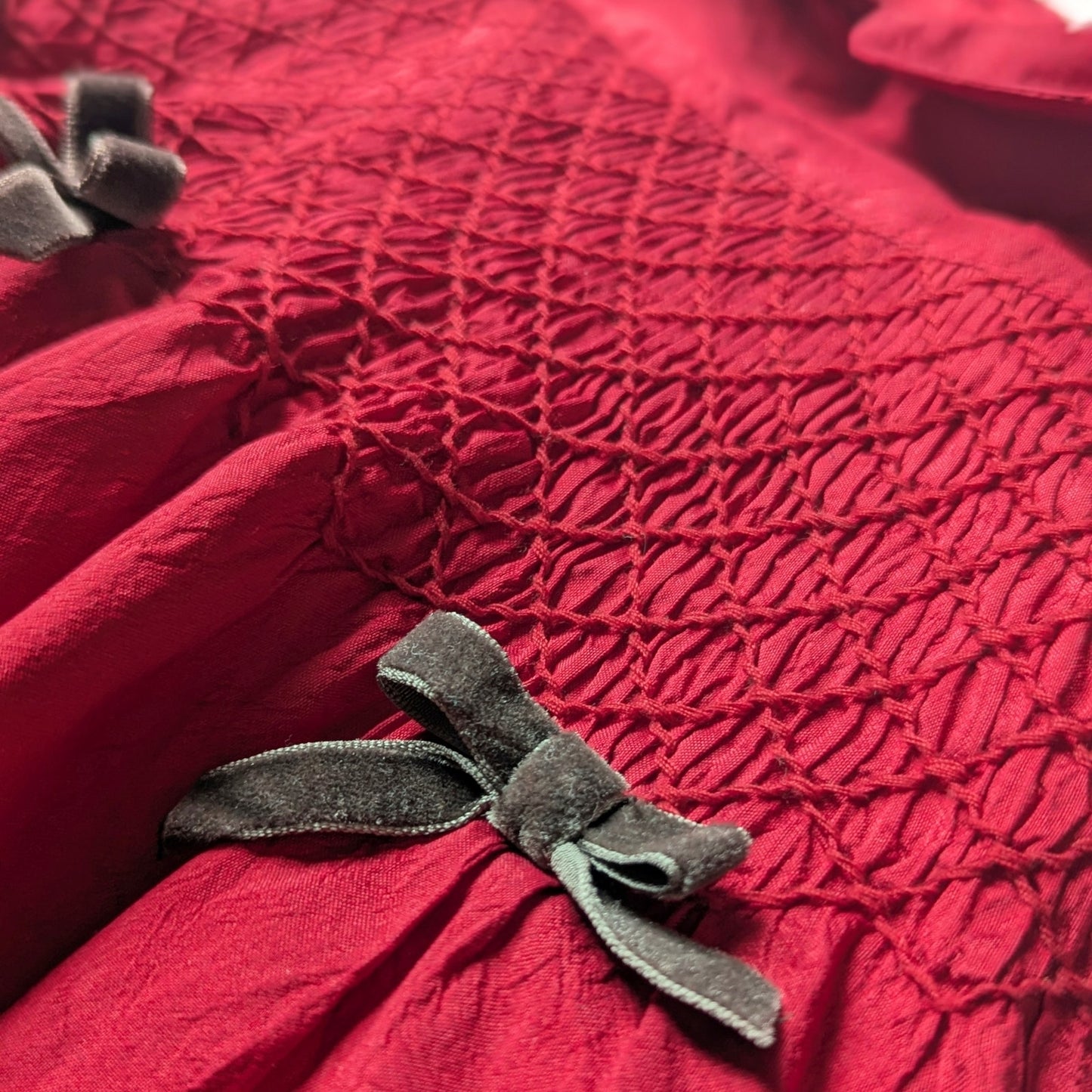 🎀 Janie and Jack Baby Girl Red Silk Flocked Dress | Size 12-18 Months | Holiday Outfit