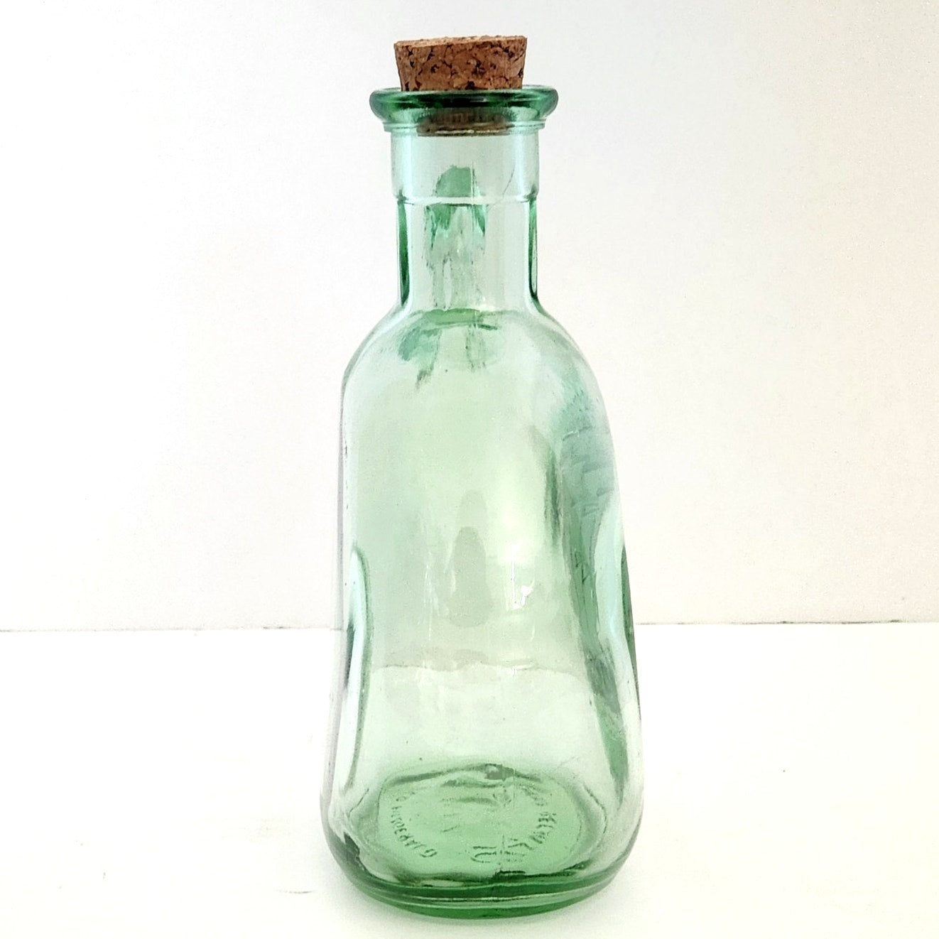 MCM Vintage Old Fitzgerald Green Glass Flagship Decanter Bottle – Tall Ship Design – Collectible Nautical Barware