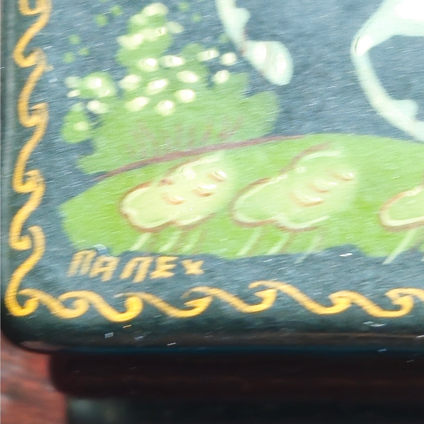 Vintage Russian Signed Palekh Lacquer Box Hand Painted Folk Scene
