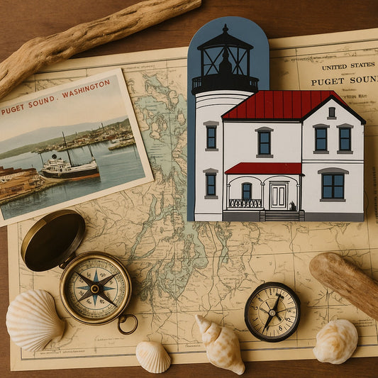 Cat’s Meow Admiralty Head Lighthouse Vintage 1990 Signed 1995 | Lighthouse Series Collectible | Wooden Shelf Sitter Coastal Home Decor