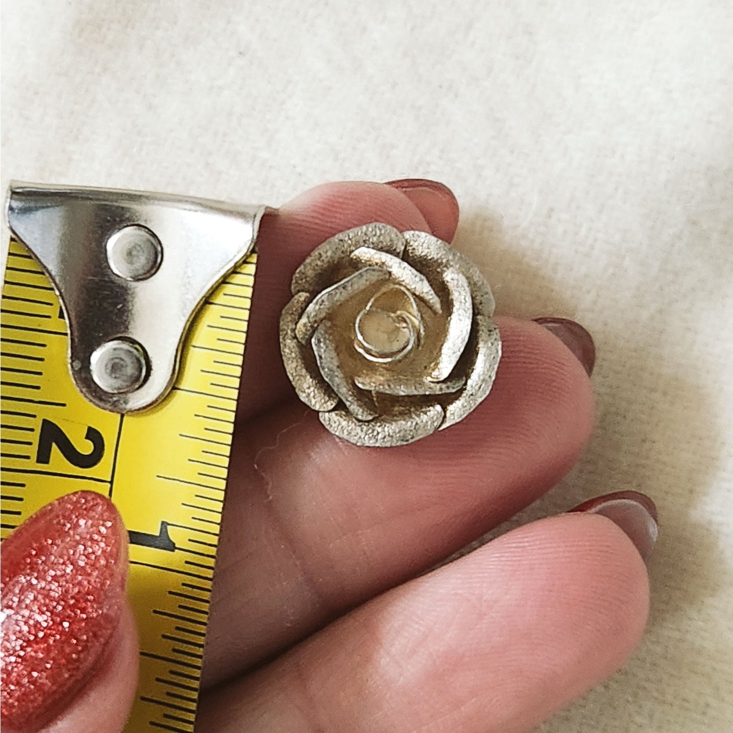 Mid-Century Sterling Silver Rose Stud Earrings – Petite Floral Posts, Tested Sterling