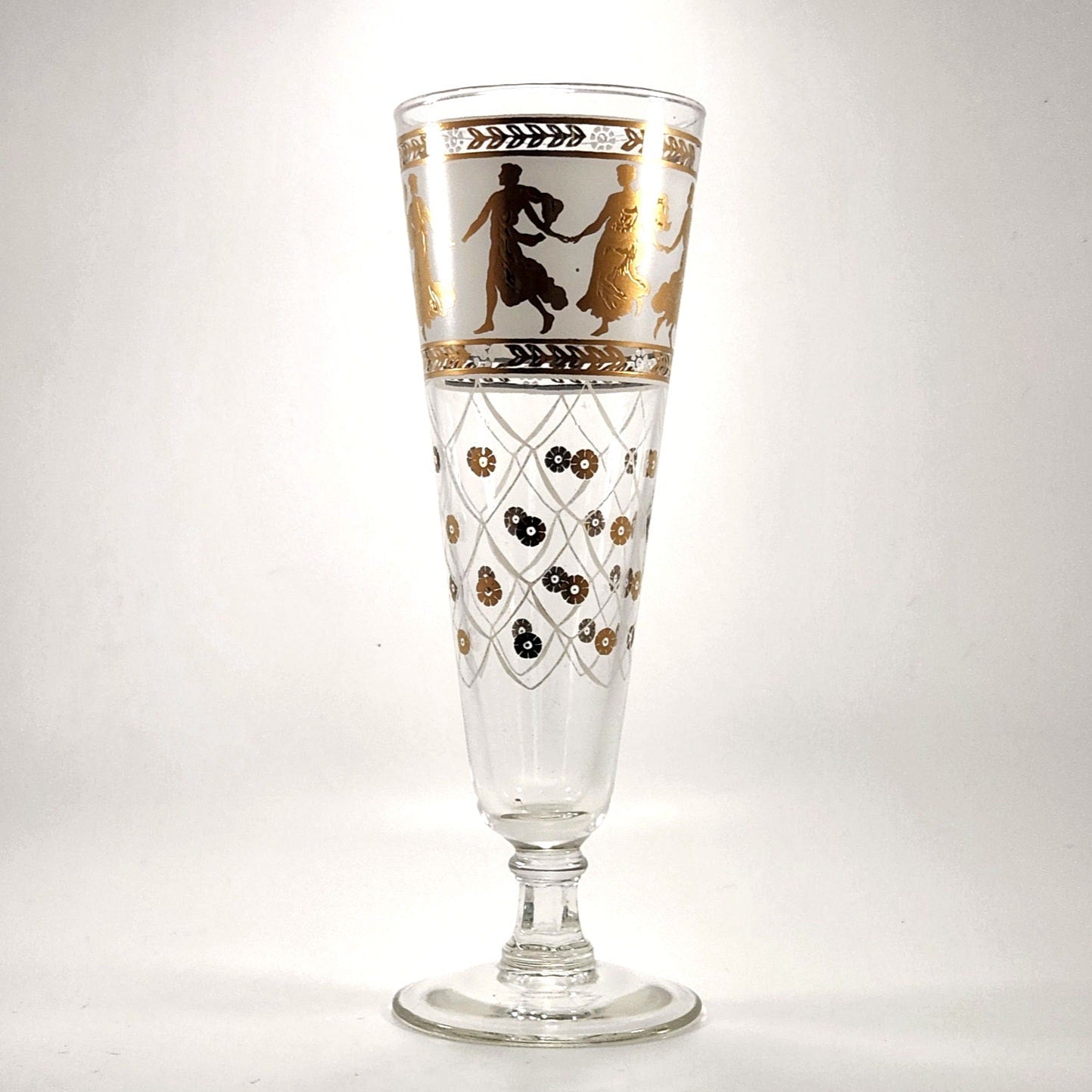 Set of 4 Vintage Aldon Greek Goddess Gold Atomic Barware Pilsner Glasses | MCM 1950s | Home Decor