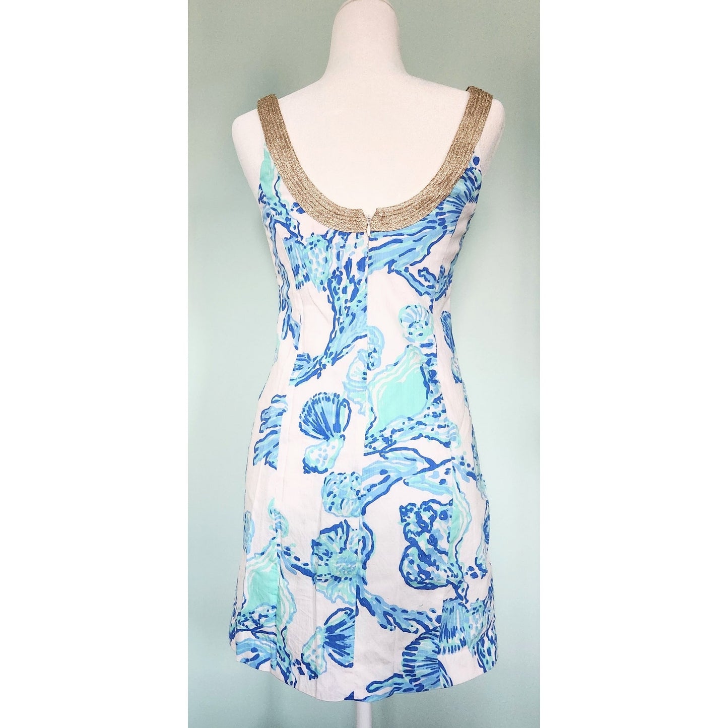 Lilly Pulitzer Women's Emery Barefoot Princess Metallic Soutache Shift Dress Size 2