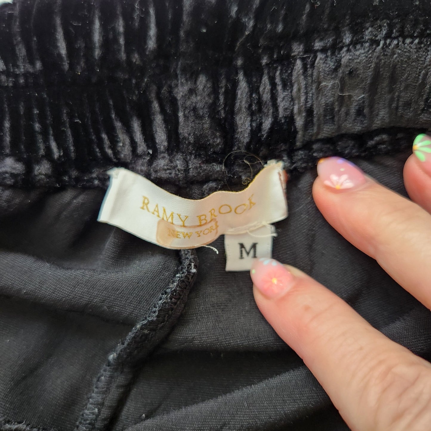 🖤 Ramy Brook Clarke Black Velvet Pants – High Waisted – Viscose Silk Blend – Women's Medium