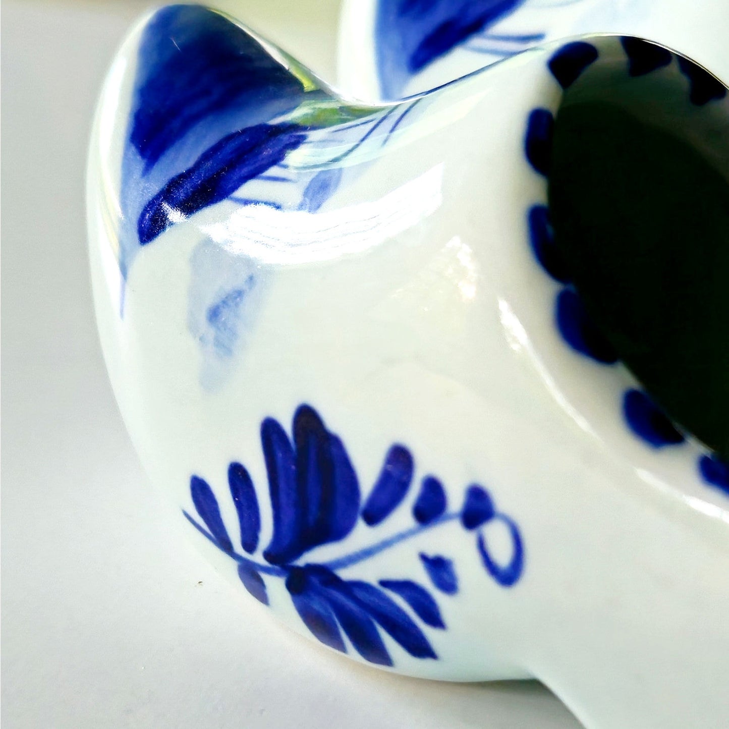 Vintage Mid Century Delft Blue Ceramic Dutch Clog Ornaments Set | Set of 3