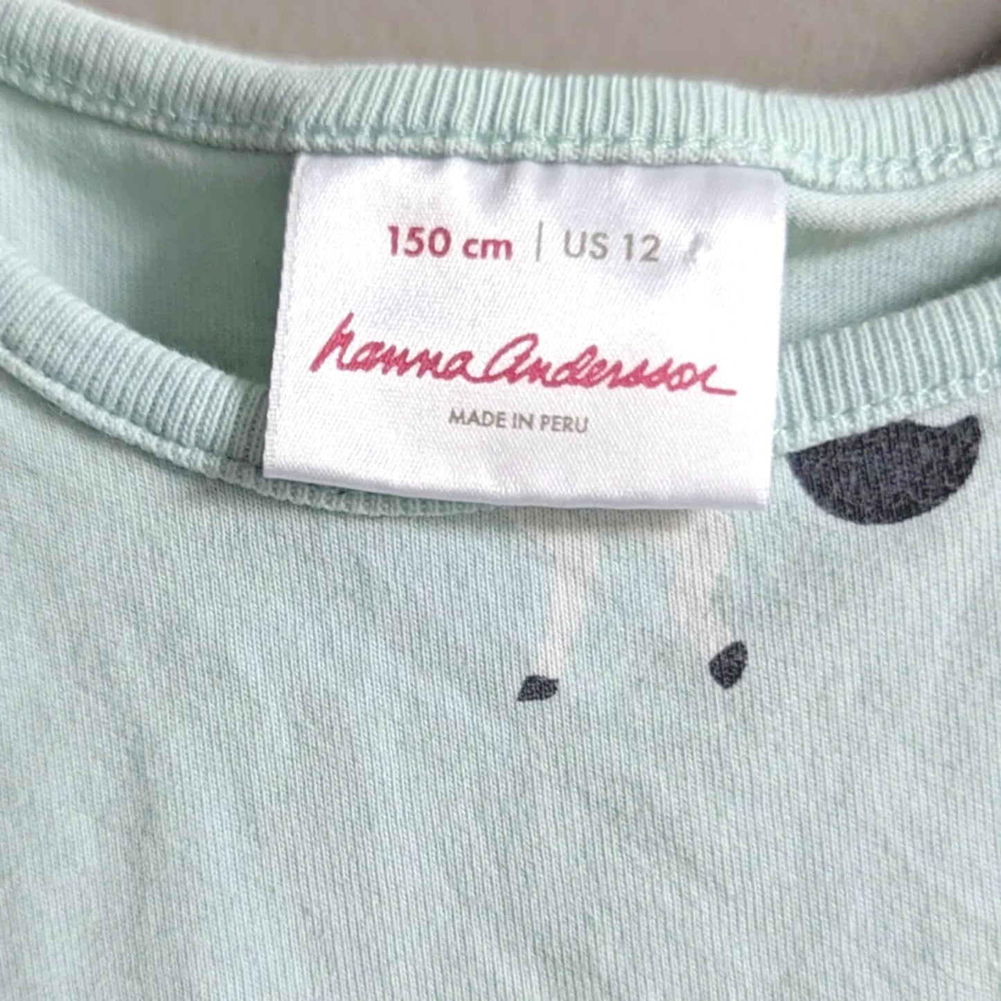 Hanna Andersson Unicorn Popover Dress | Mint Aqua Long Sleeve 100% Cotton | Girls Size 12 / 150 cm