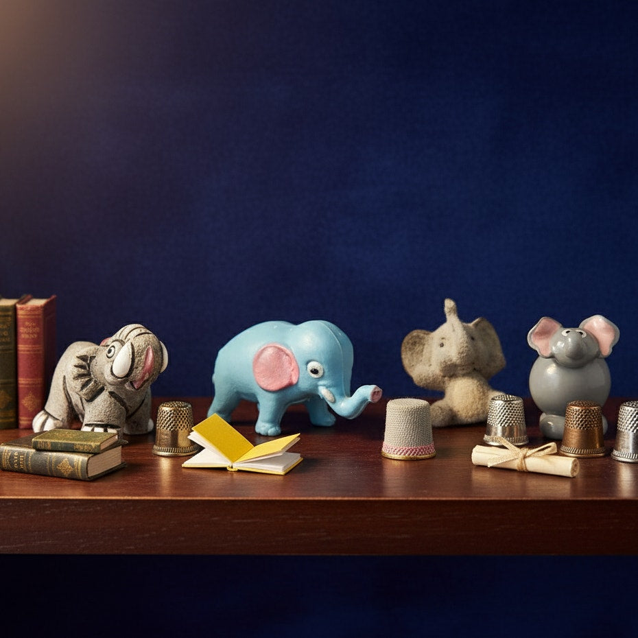 Vintage Mid-Century to 1980s Mini Elephant Mixed Figurines