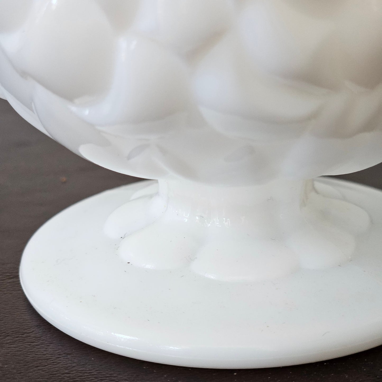 Vintage Milk Glass Pedestal Compote – Grape Pattern 5” Bowl