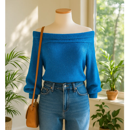 Edessa Pullover Knit Sweater Deep Sea Combo Blue | Women's M