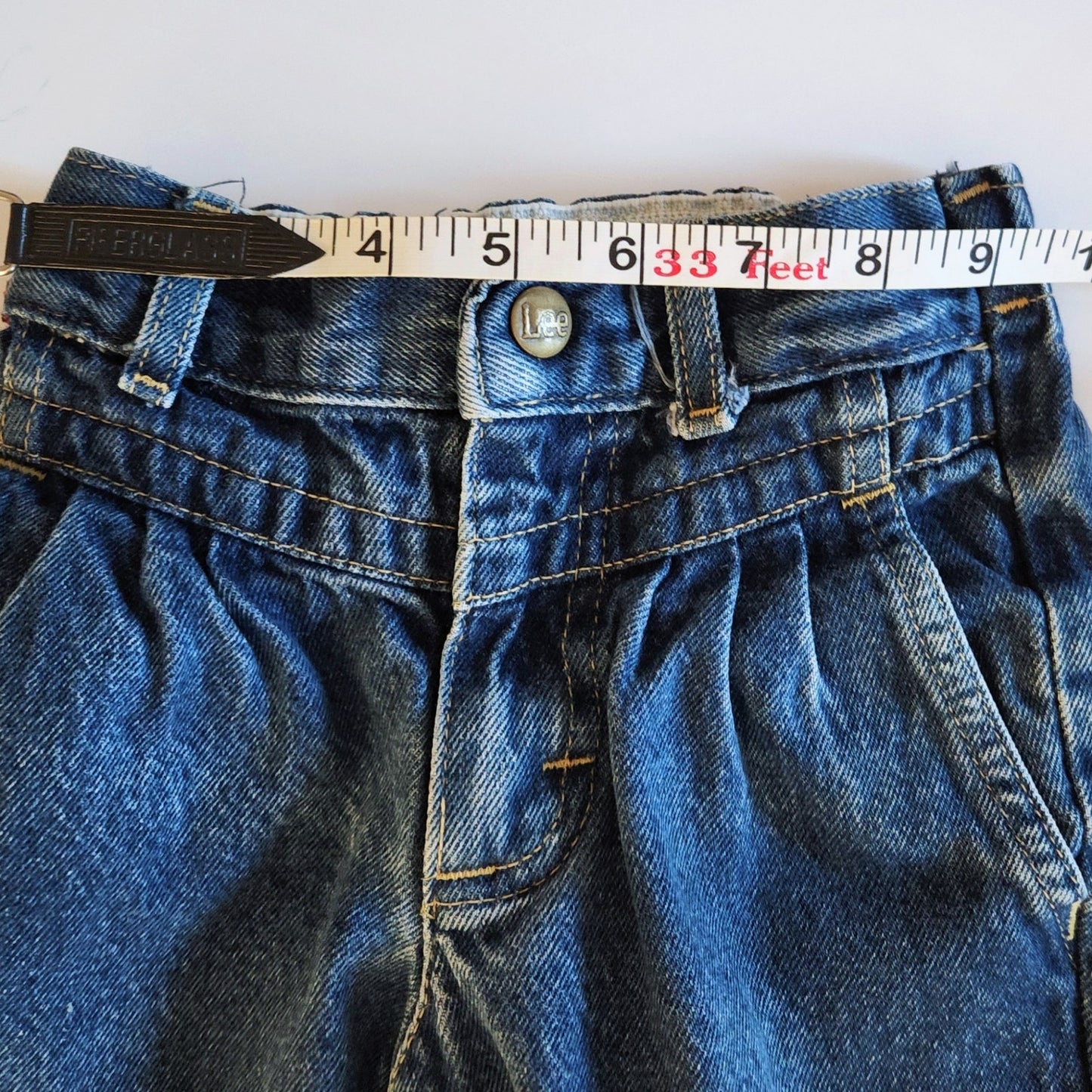 Vintage Lee 1980s Girls High Waisted Pleated Retro Denim Blue Jeans | Size 4T