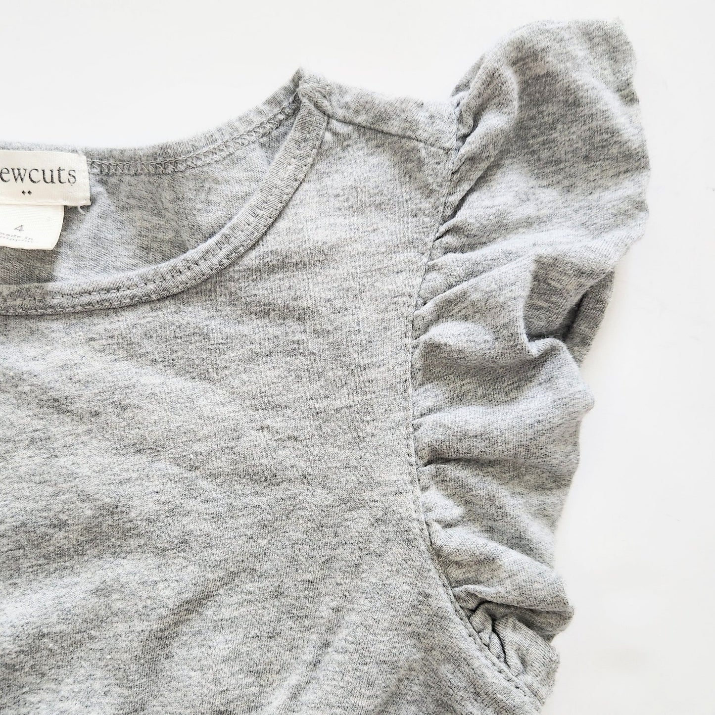 J.Crew Crewcuts Girls Gray Jersey & Blue Striped Flutter Sleeve Dress Size 4