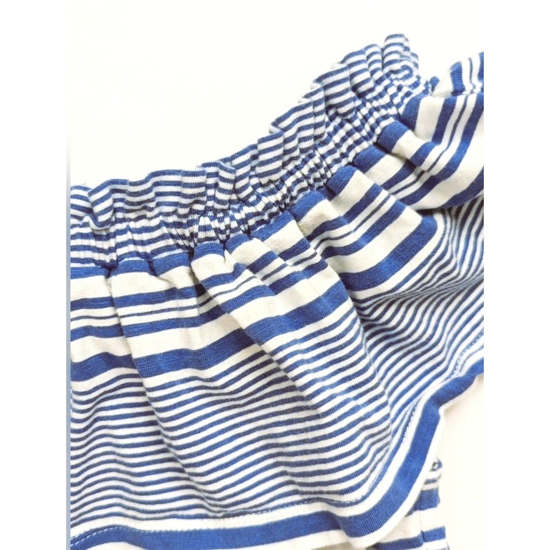 Vineyard Vines Blue White Striped Off Shoulder Ruffle Dress Women's Size XS