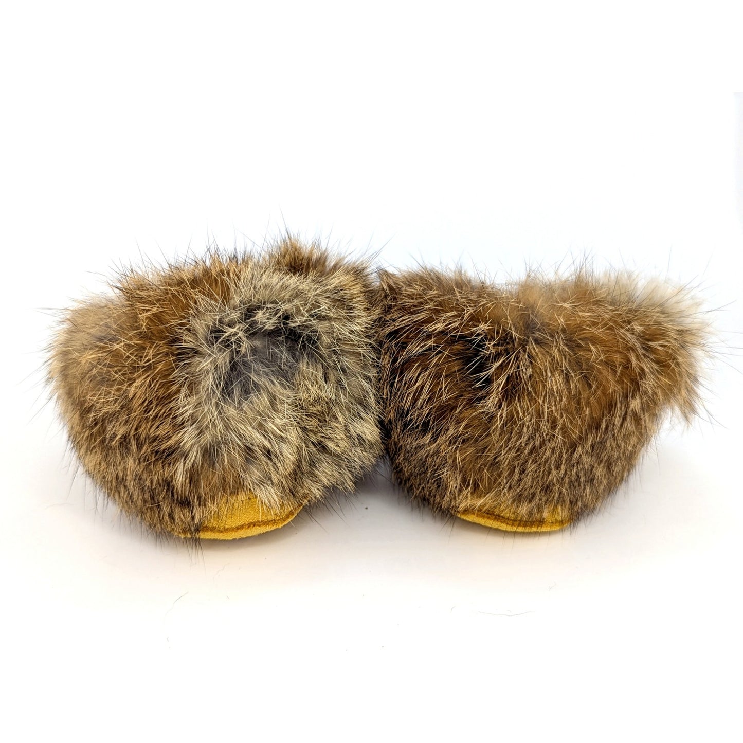 Laurentian Chief Baby Moccasins | Rabbit Fur Trim | Hand-Beaded | Size 4 | Suede Leather | Made in Canada