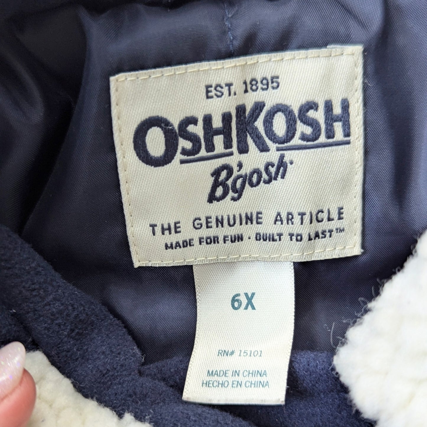 OshKosh B’Gosh Girls Navy Double Breasted Faux Wool Coat with Shearling Collar – Size 6 / 6X