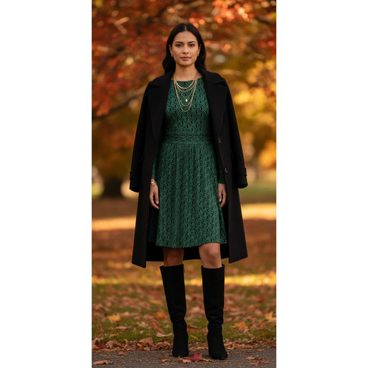 Abigail Long Sleeve Green Geo Jersey Dress | NWT | Women's US 8 UK 12
