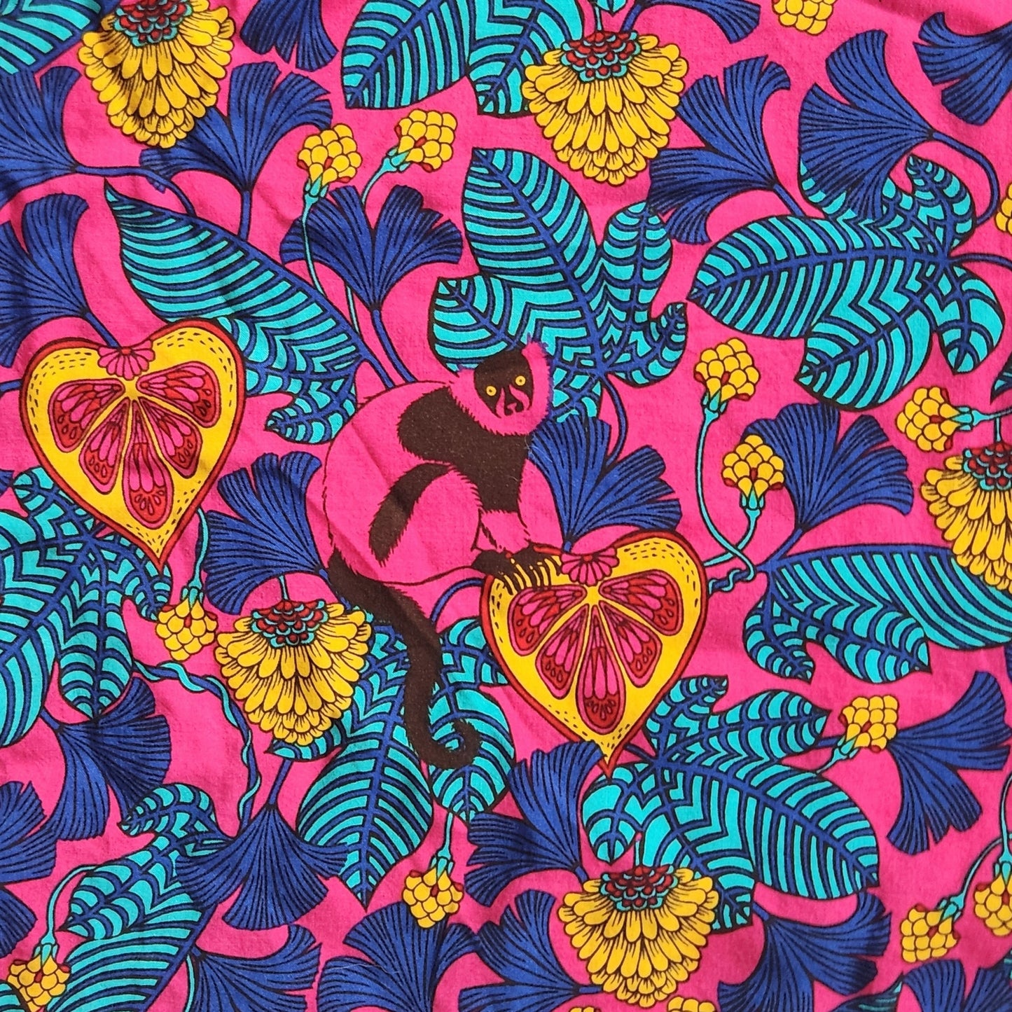 Rose + Olive Tropical Monkey Print Boho Tassel Flutter Sleeve Blouse Size L