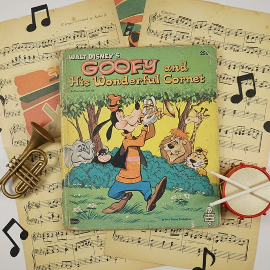 Vintage 1964 Walt Disney’s Goofy and His Wonderful Cornet – Tell-a-Tale Hardcover Whitman Book – Classic Disney Kids Collectible
