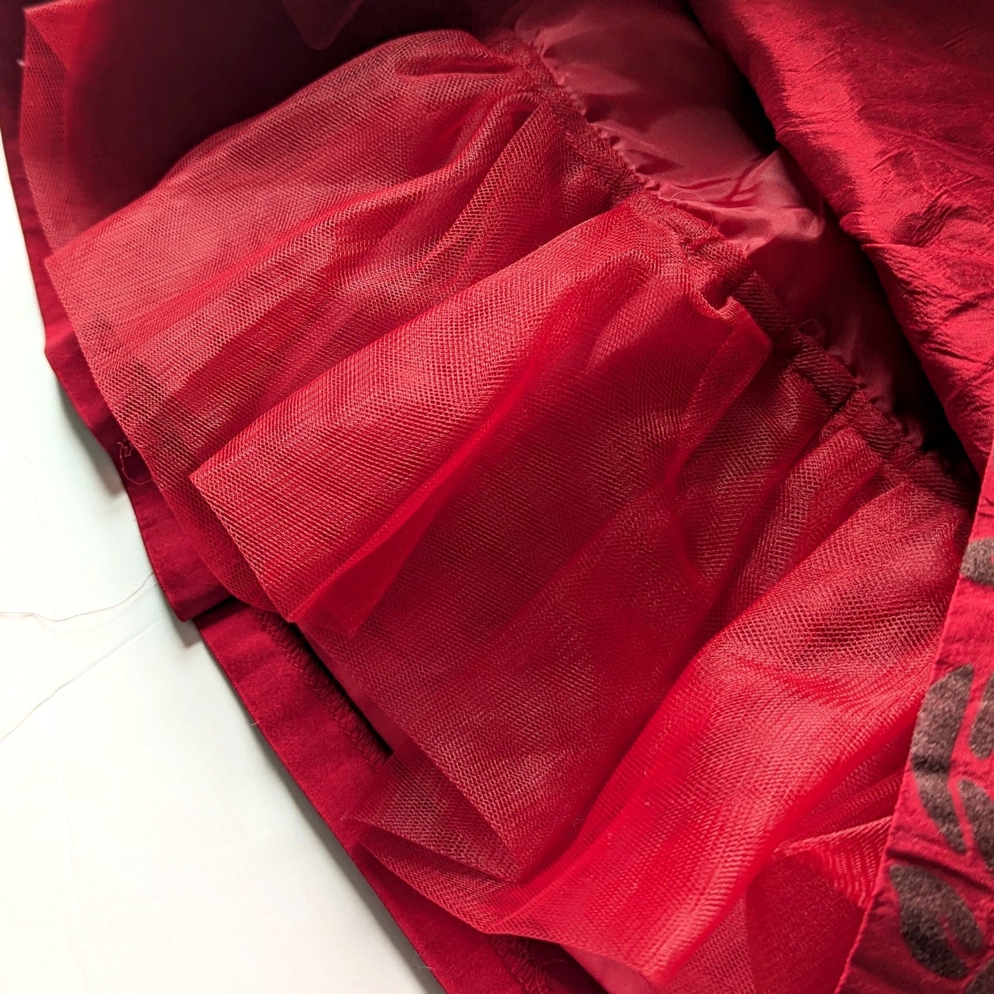 🎀 Janie and Jack Baby Girl Red Silk Flocked Dress | Size 12-18 Months | Holiday Outfit