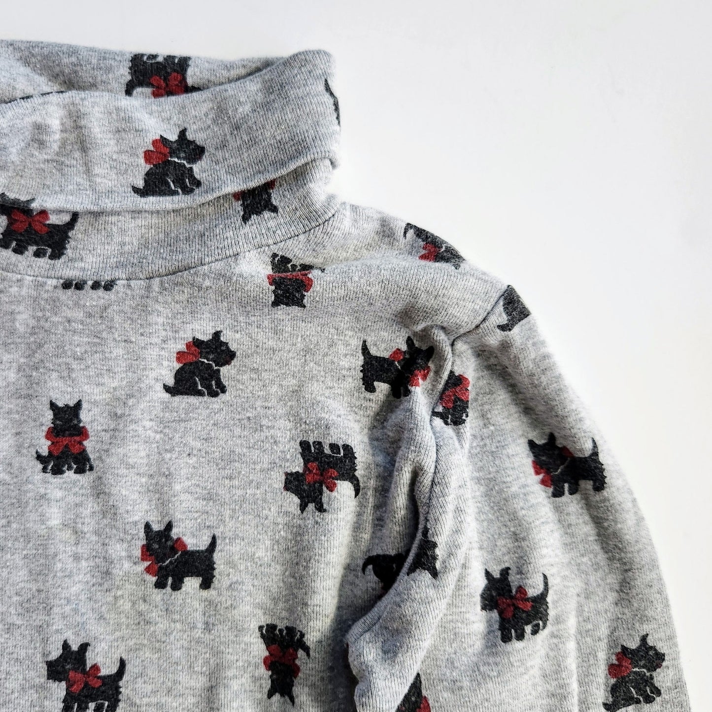Gymboree Girls Scottie Dog Print Gray Turtleneck | 100% Cotton | Size 6