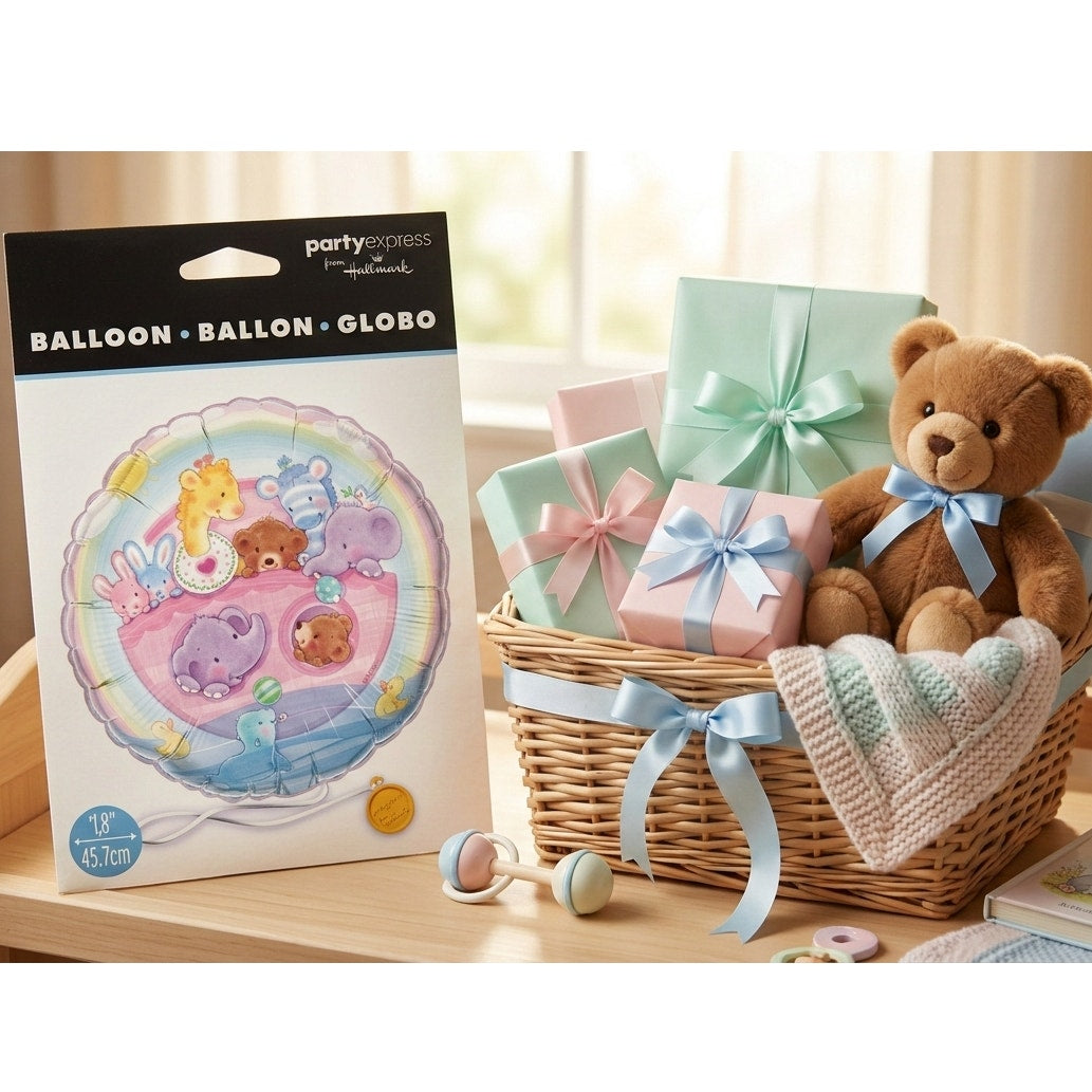 Vintage Hallmark 18” Mylar Balloon • Rainbow Pastel Noah’s Ark Animals • New Sealed