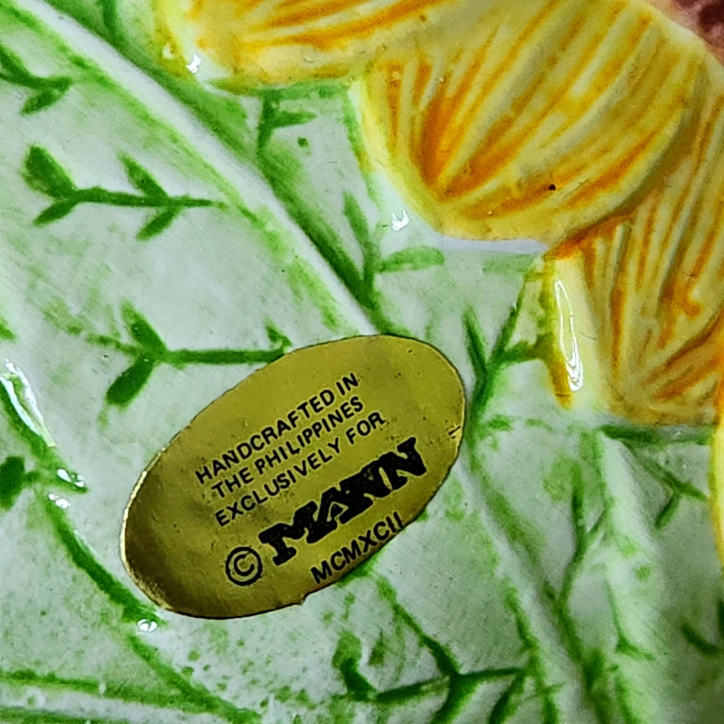 Vintage Seymour Mann Sunflower Teapot | 1991 | Hand Painted Faience Yellow Green Ceramic | Home