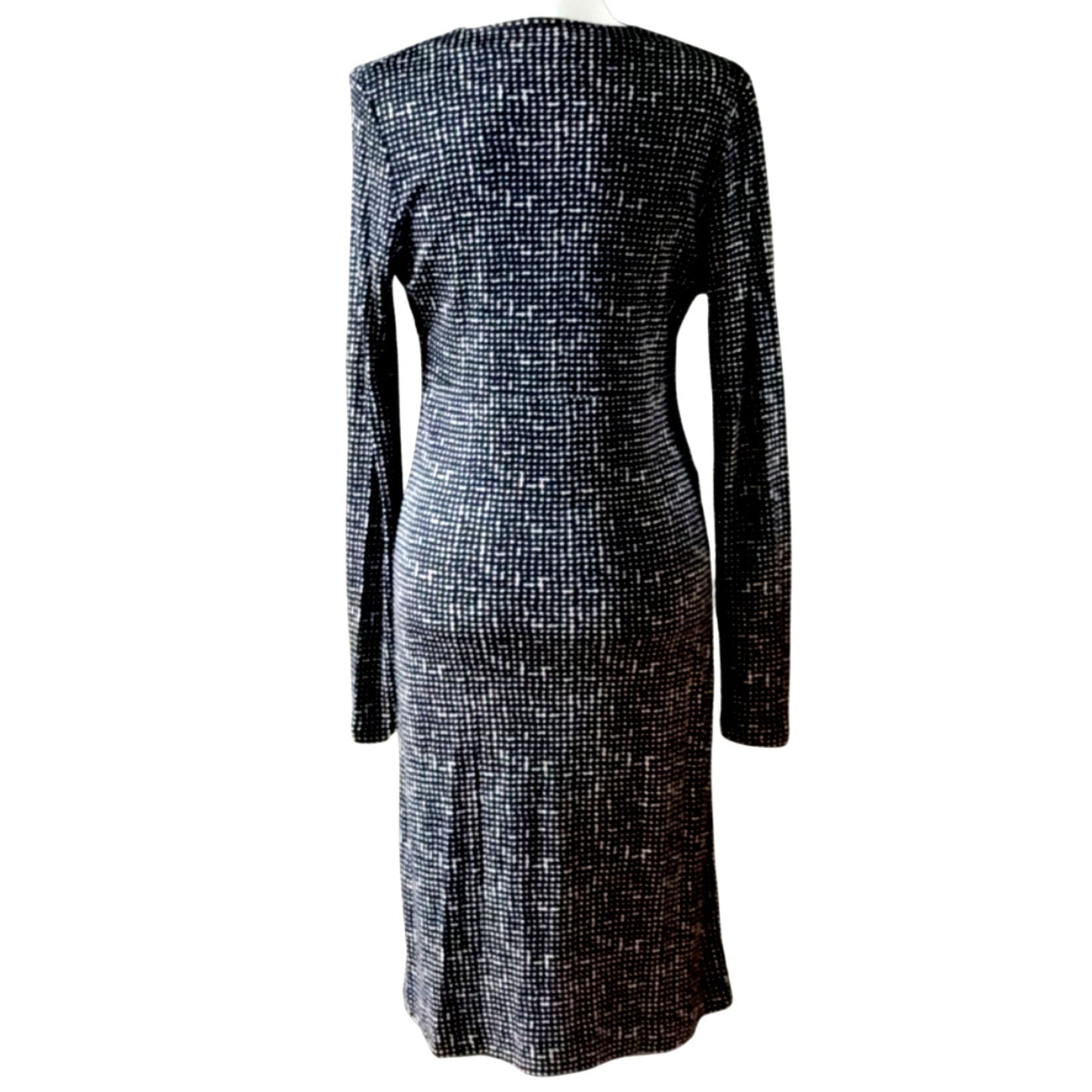 100% Silk Jersey Dress | Black & White Dot Print | Women's M