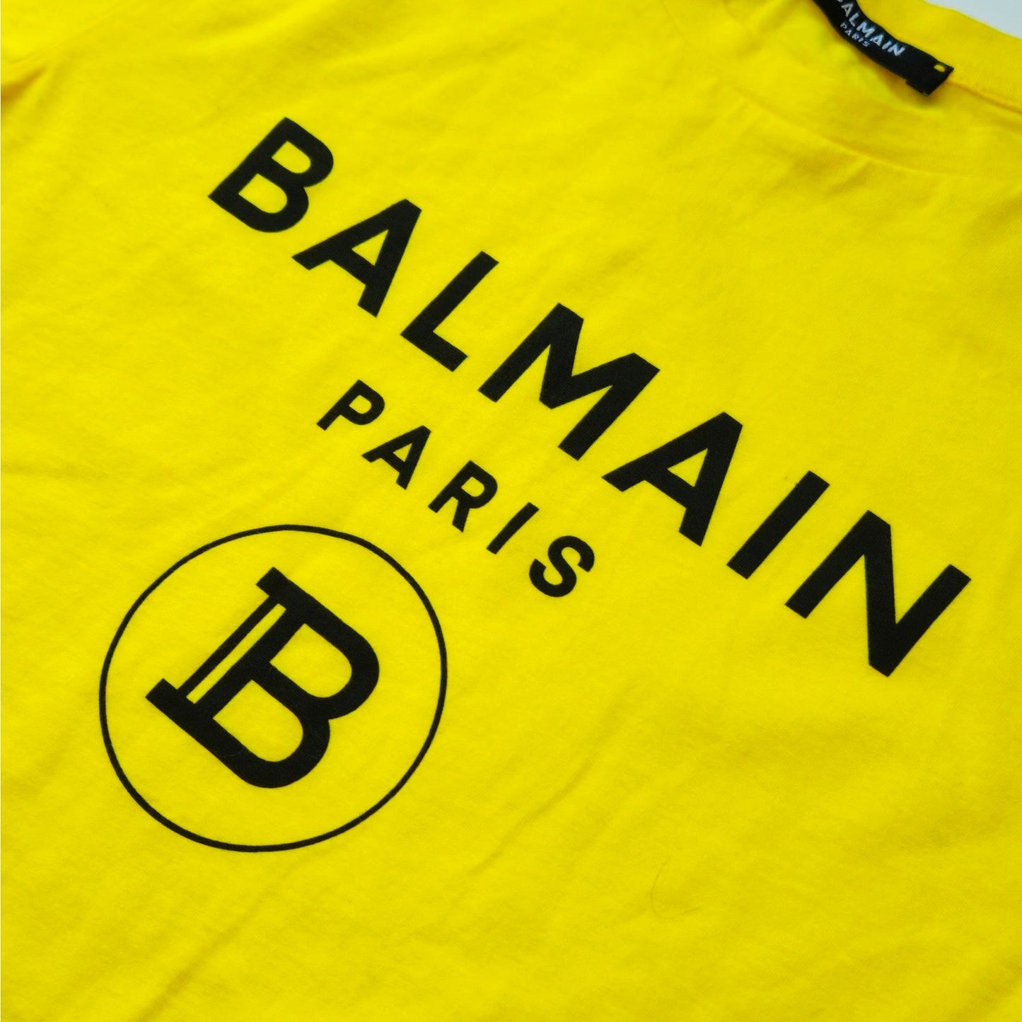 Balmain Paris Kids Logo T-Shirt | Vibrant Yellow 100% Cotton | Youth Size 10 / M