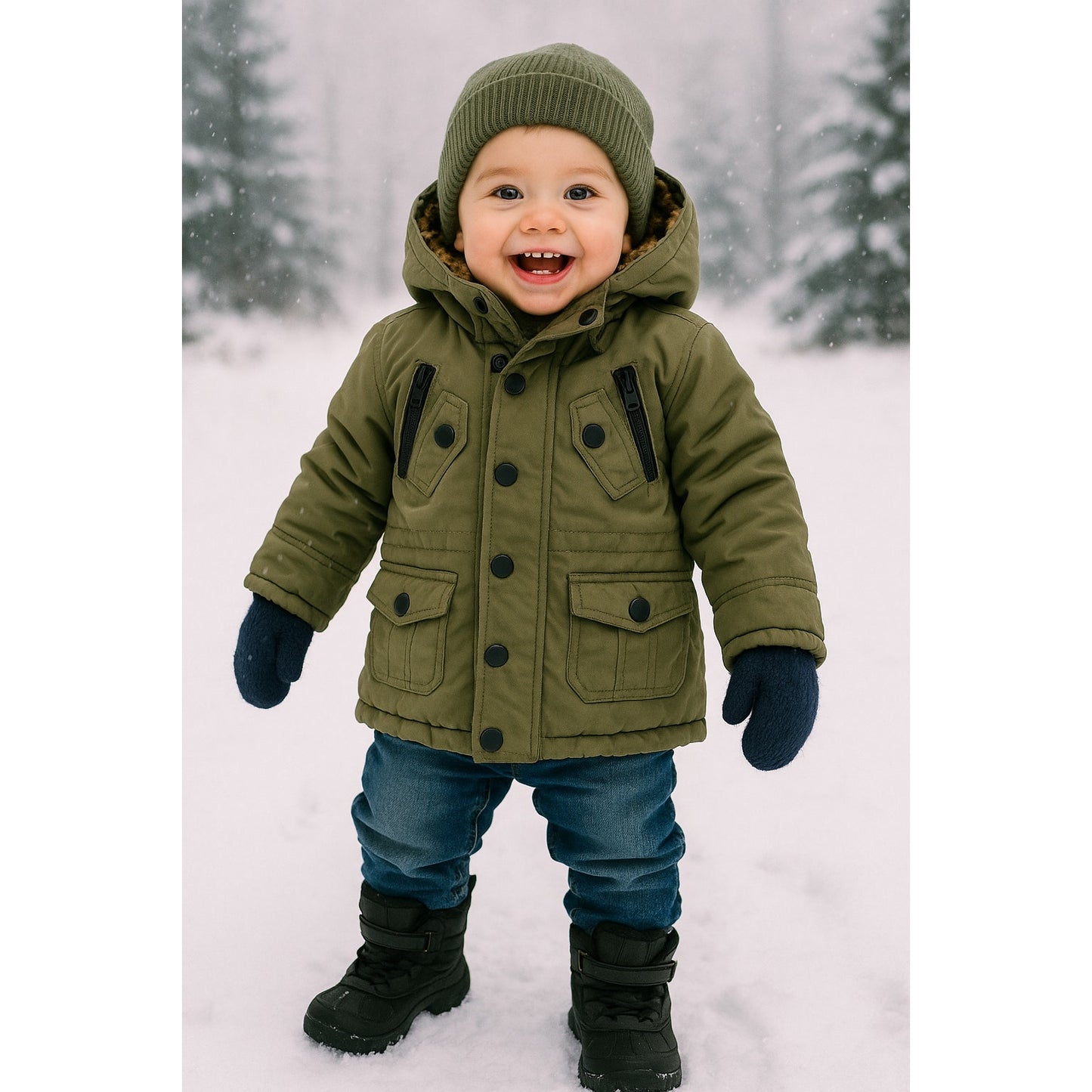 Urban Republic Baby Anorak Jacket | Parka Faux Fur Hooded Coat | Size 12M