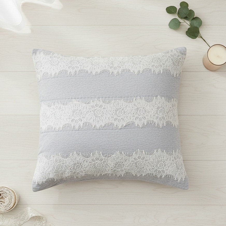 Anthropologie Gray Euro Sham Pillow Cover - Laced Jersey Collection - Discontinued Bedding