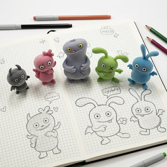 Uglydolls Mini Figures – Set of 5 Flocked Toys – Mixed Colors – Rare Characters