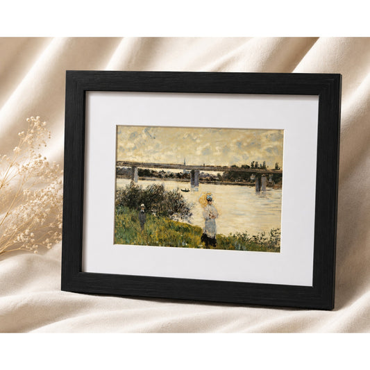 The Promenade with the Railroad Bridge, Argenteuil by Monet | Seine Framed Print