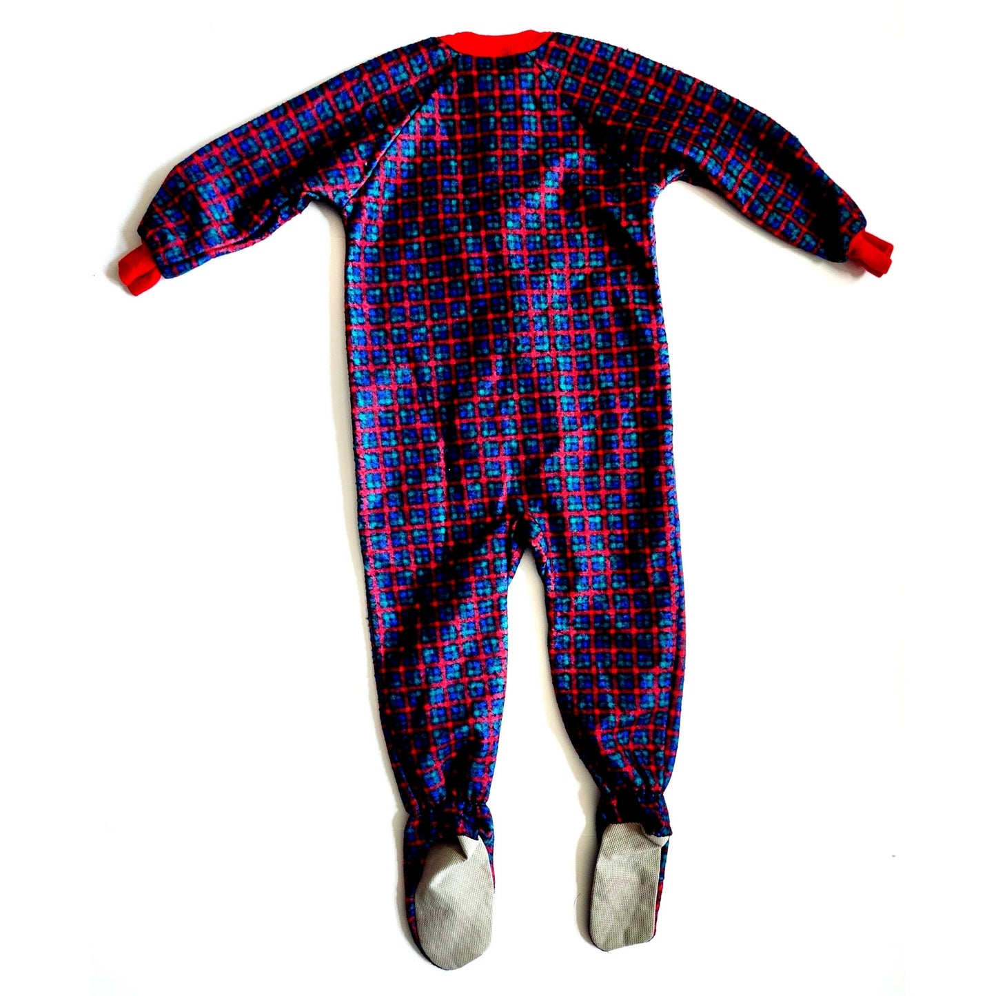 Carter's Vintage 1990s Fleece Footie Pajamas Sleeper Plaid Teddy Bear | Toddler Size 4T