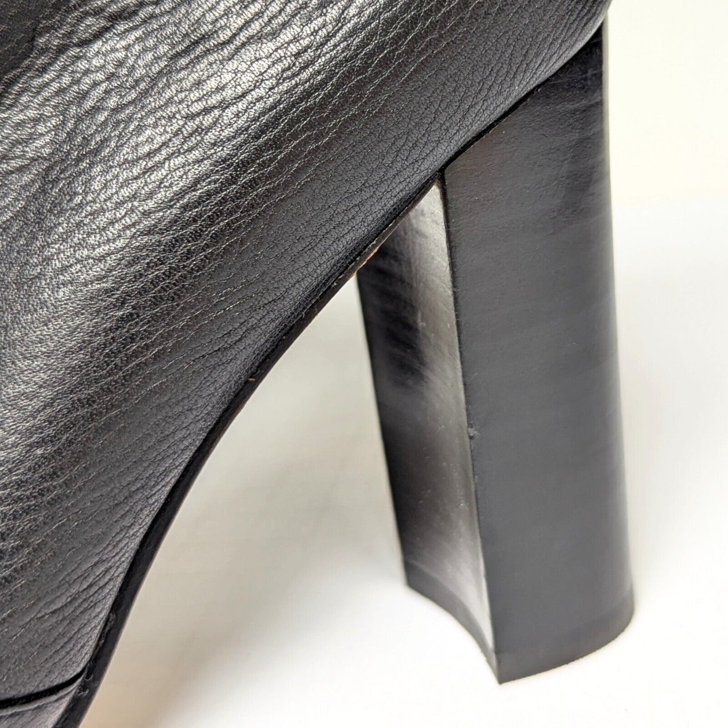 Black Pebbled Leather Heeled Ankle Booties with Pewter Stud | Women's 7.5 | NWOT