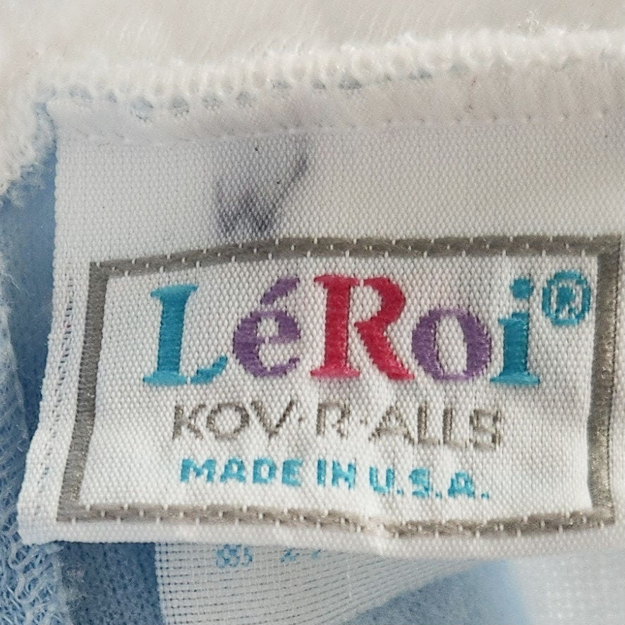 Vintage 1980s LéRoi Kov.R.Alls Blue Quilted Baby Sleeper | Teddy Bear & Duck Embroidery | Size 0-3 Months | Made in USA