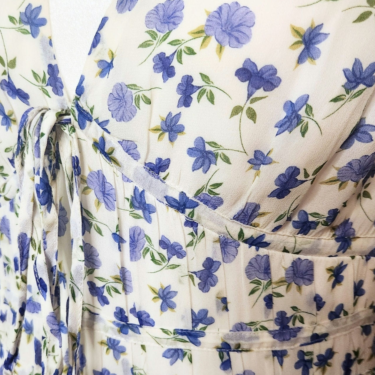 Shoshanna Helena Dress | Blue Floral Midi Sleeveless Viscose | Women's 8