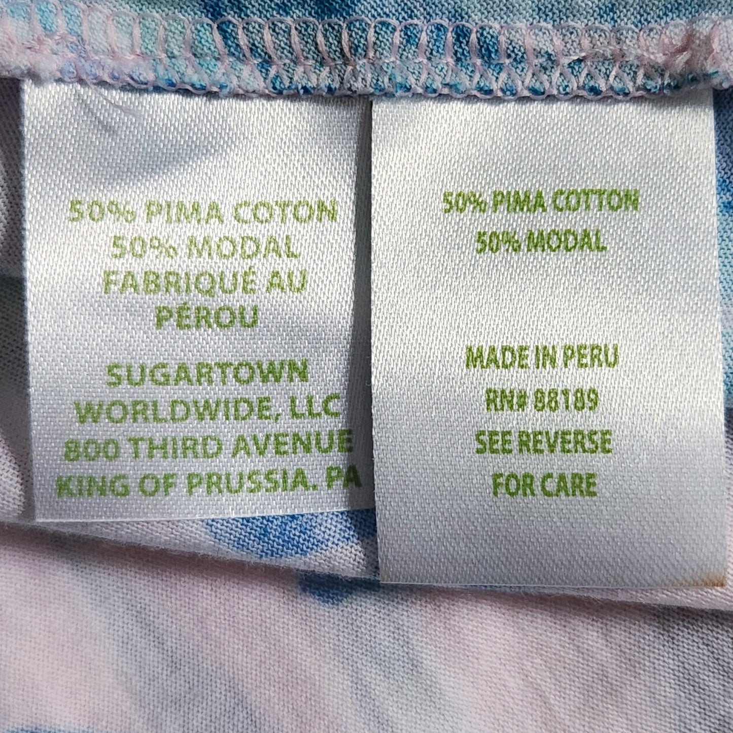 Lilly Pulitzer Women's Lula Top Blue & Pink Tropics Sweet Pea Size Large