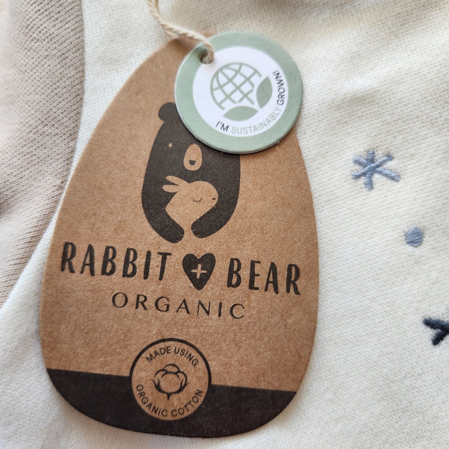 Rabbit + Bear Organic Cotton Infant Snowman Sweatshirt 12M – Cream & Beige with Textured Embroidery NWT