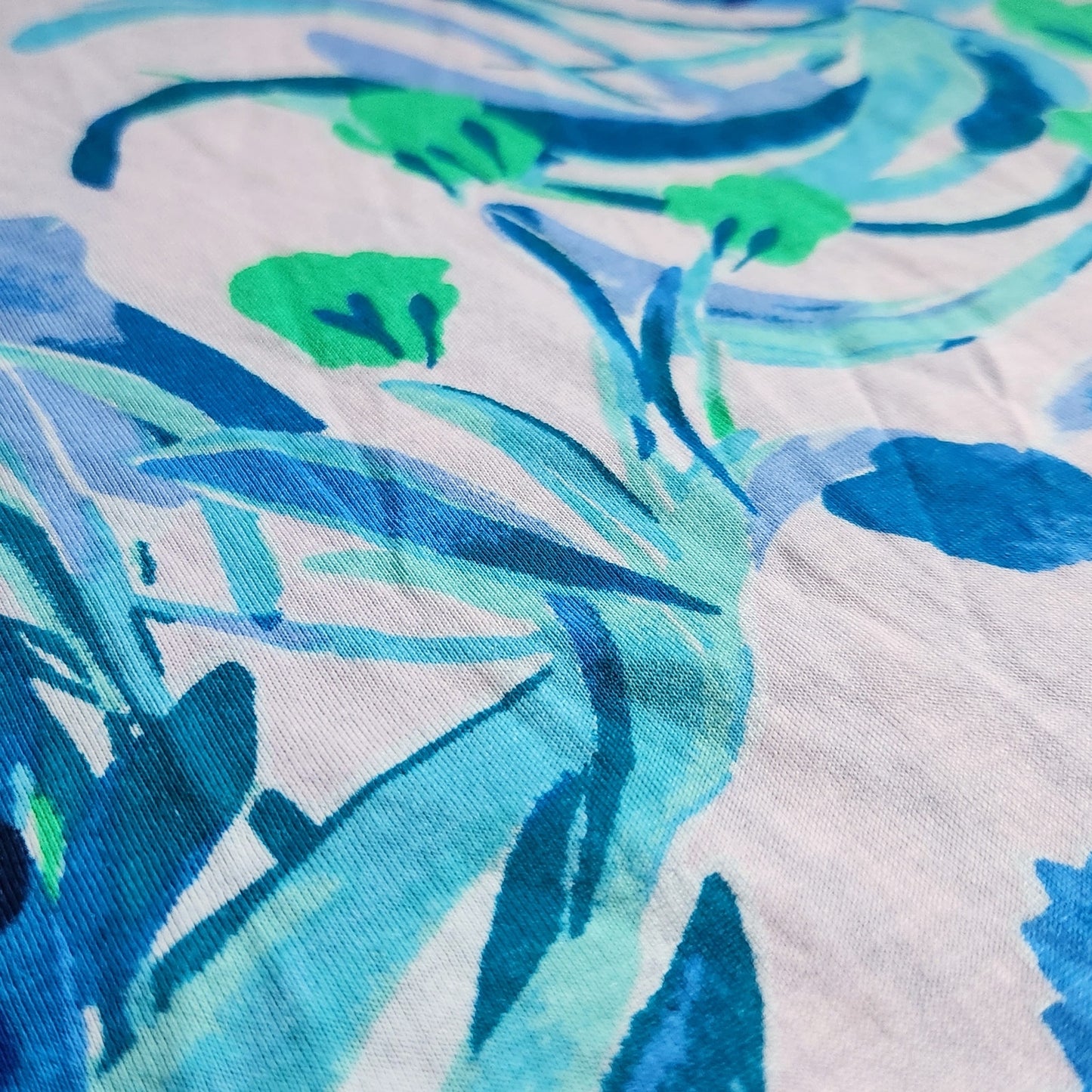 Lilly Pulitzer Women's Lula Top Blue & Pink Tropics Sweet Pea Size Large