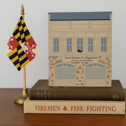Cat’s Meow Village Laurel Volunteer Fire Department Shelf Sitter – Harrison-Beard Building, 2003 Wooden Home Collectible, Maryland Landmark Replica