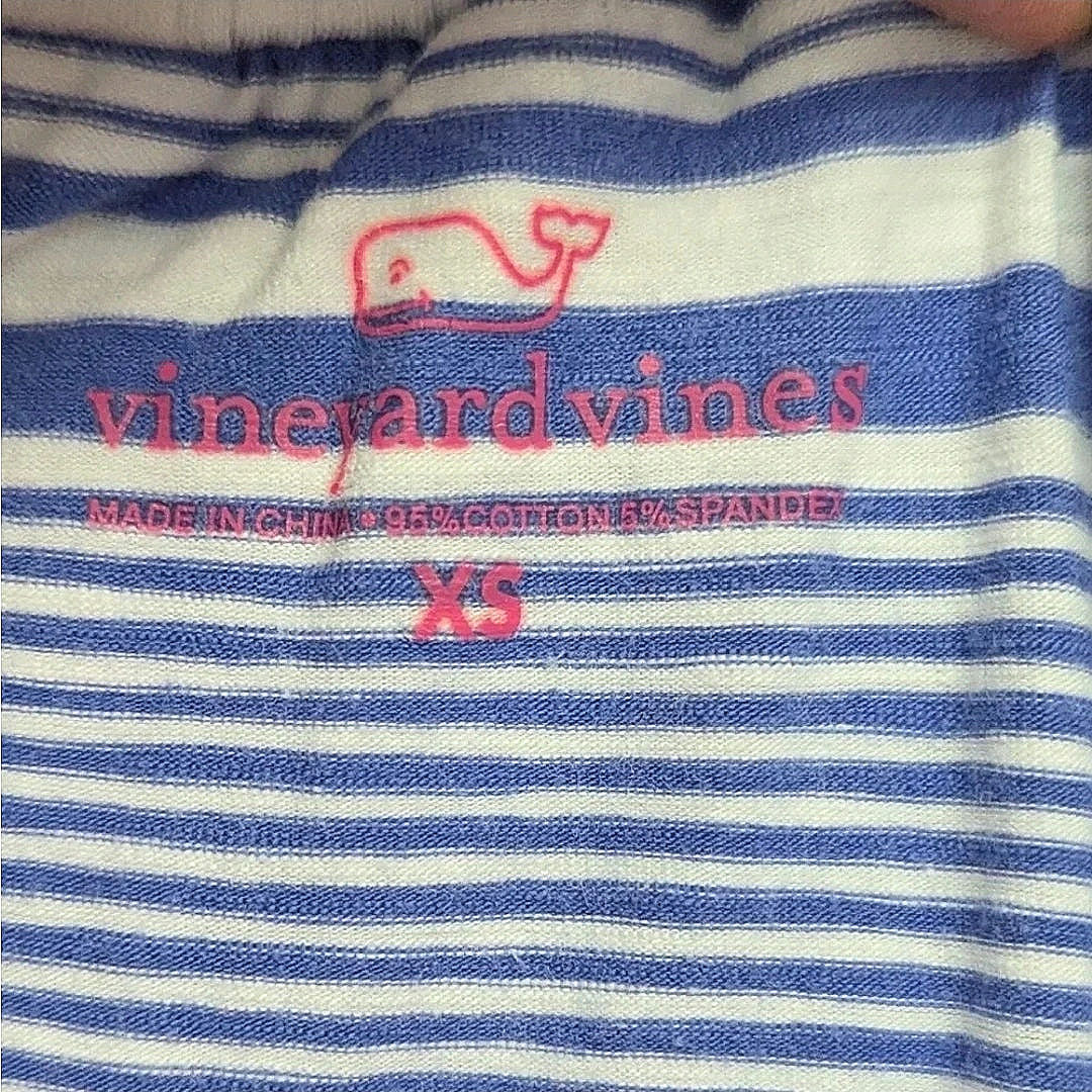 Vineyard Vines Blue White Striped Off Shoulder Ruffle Dress Women's Size XS