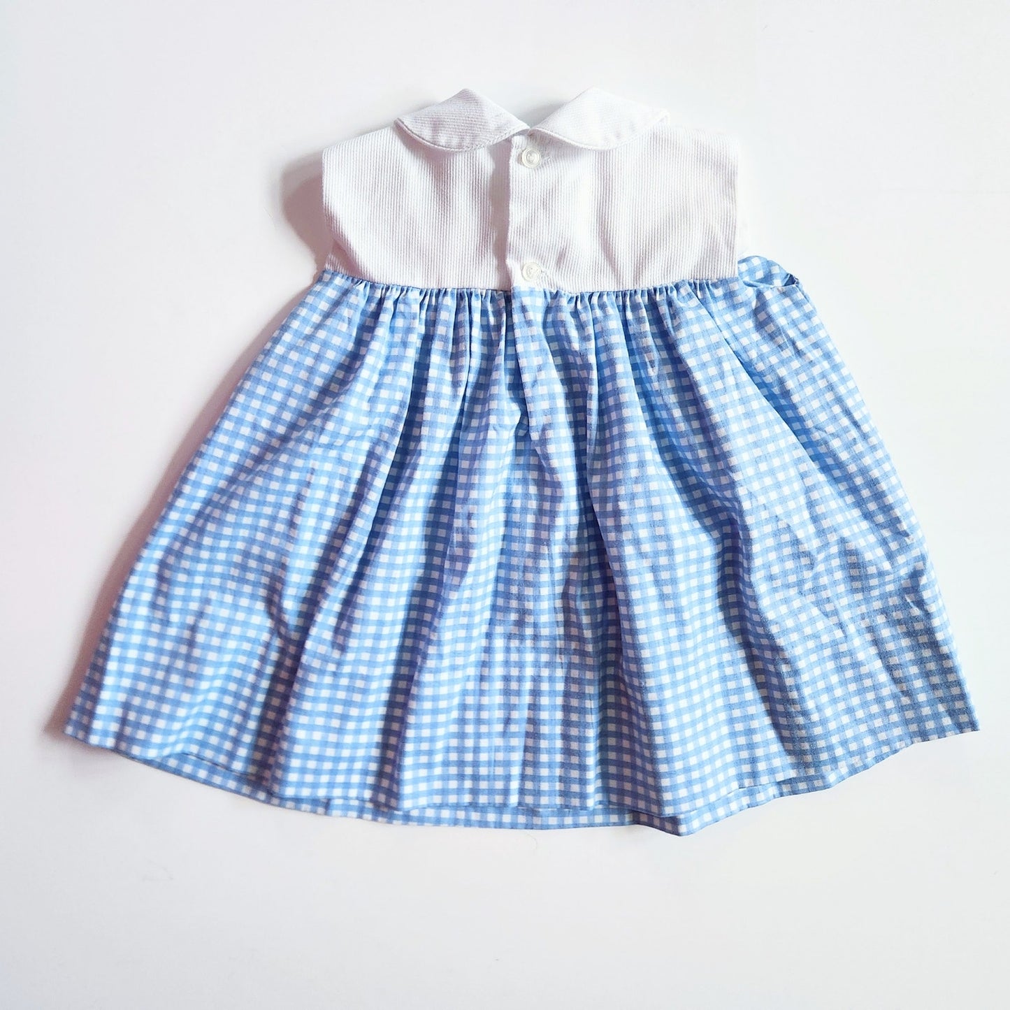 C.I. Castro & Company Vintage 80s Blue Gingham Tulips Applique Dress Size 18 mos