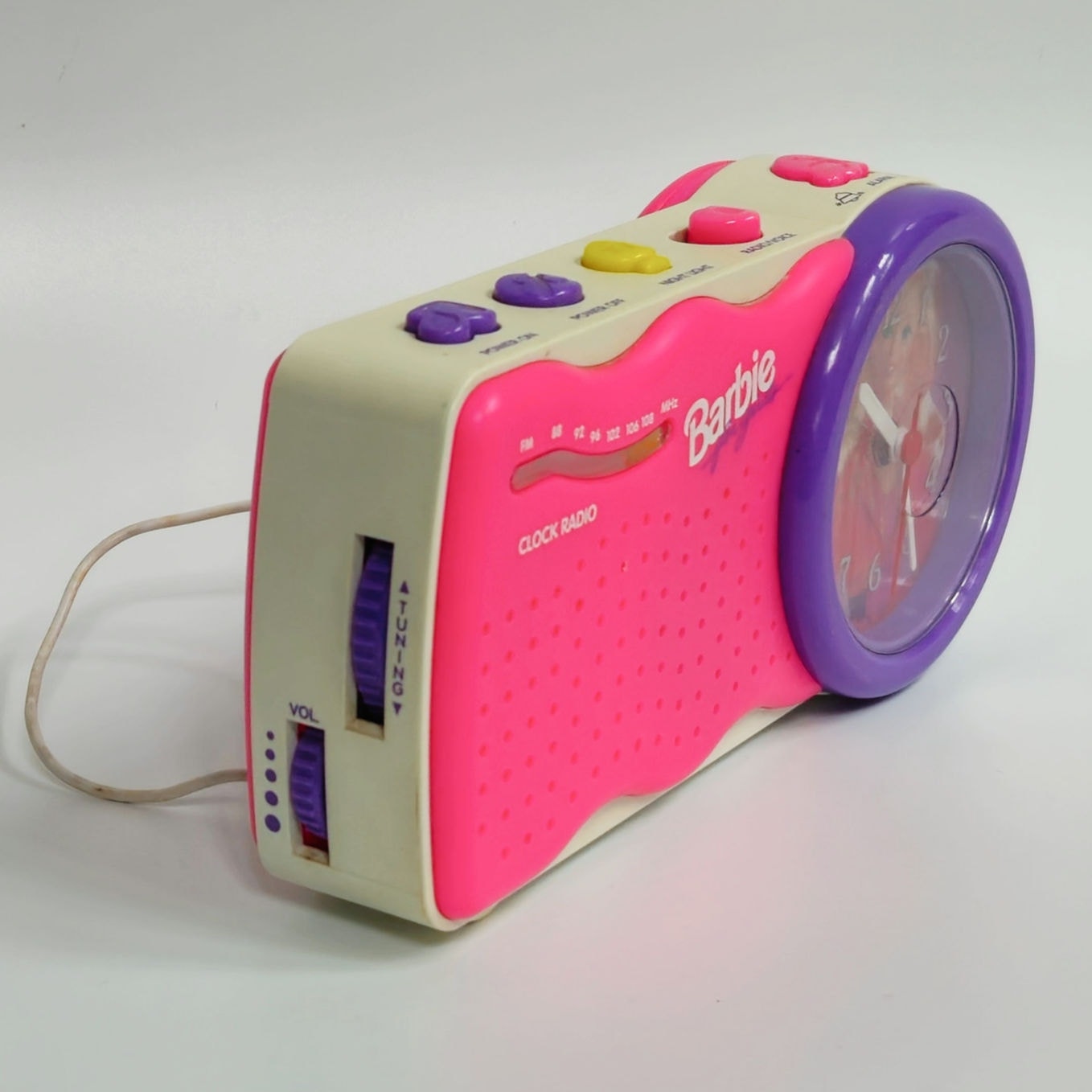Vintage 1995 Barbie Clock Radio | Hot Pink / Purple Dopamine