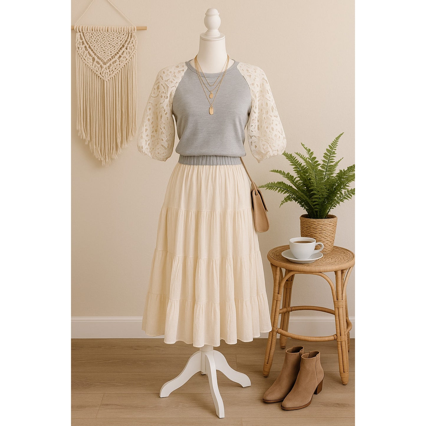 Anthropologie / Dolan Left Coast Collection Lace Sleeve Gray & White Sweatshirt Women's Size XS