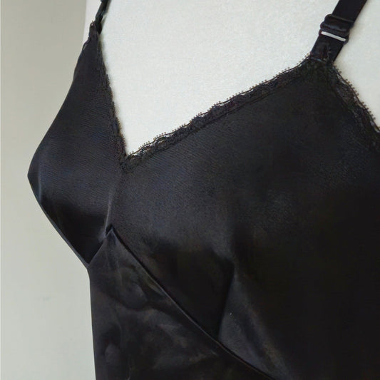 Vintage Black Nylon Camisole | 1970s Sears “The Doesn’t Slip” | Size 34