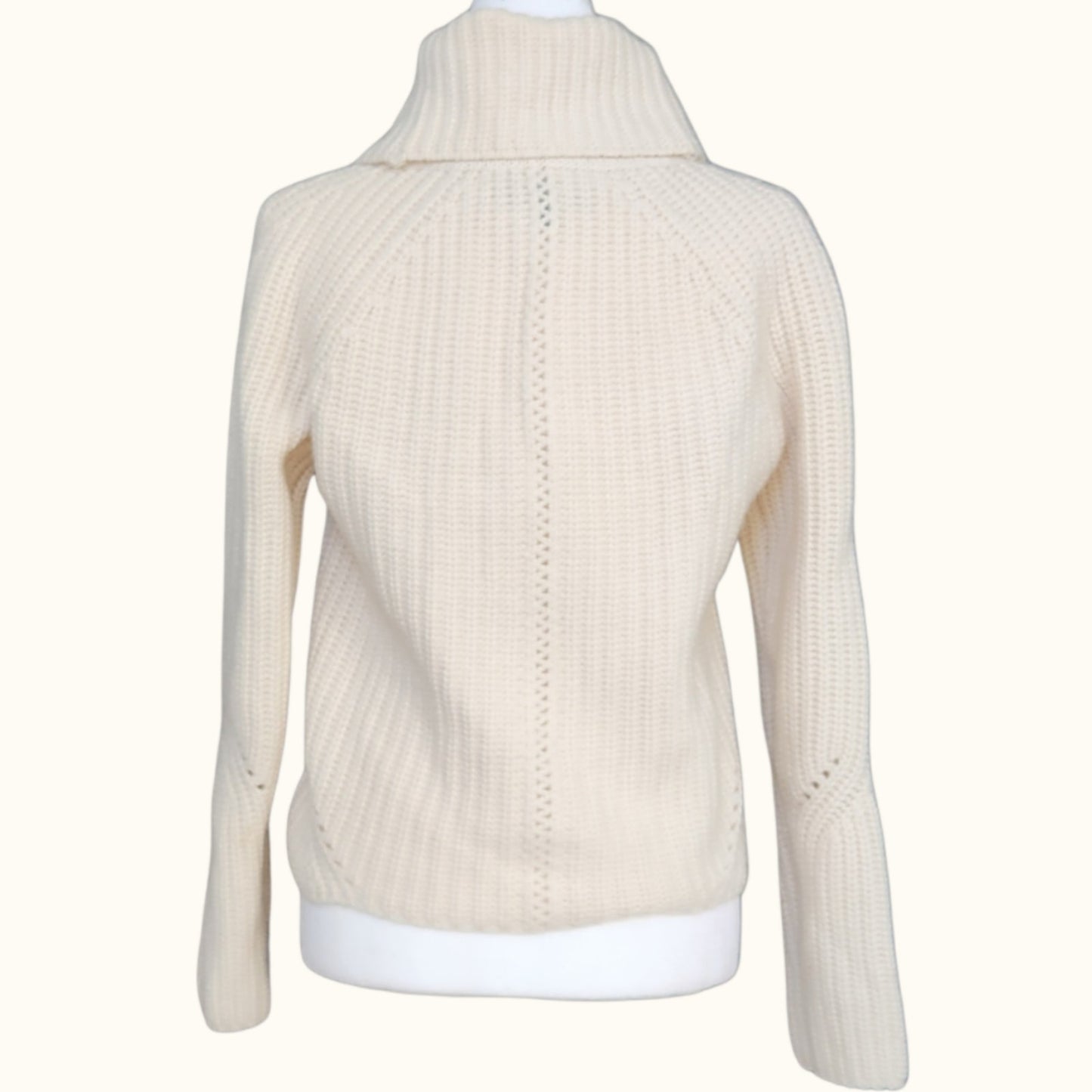 Cece Funnel Neck Wool Turtleneck Cream Sweater | Women's S