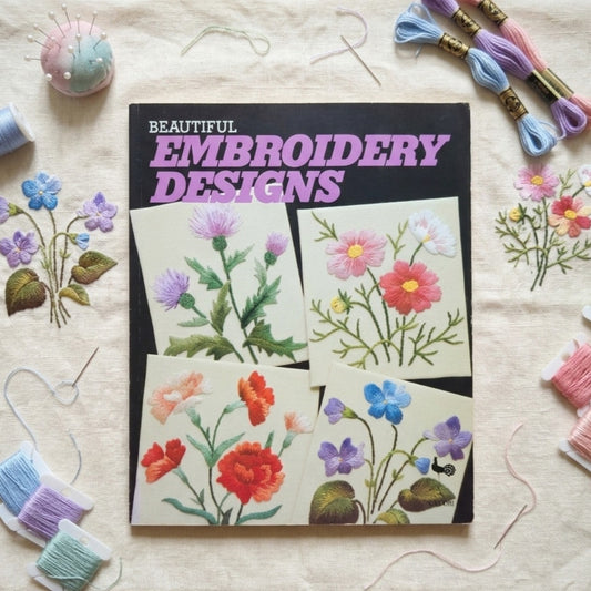 Vintage 1981 Beautiful Embroidery Designs Book | Japanese Floral Needlework Patterns | Ondori